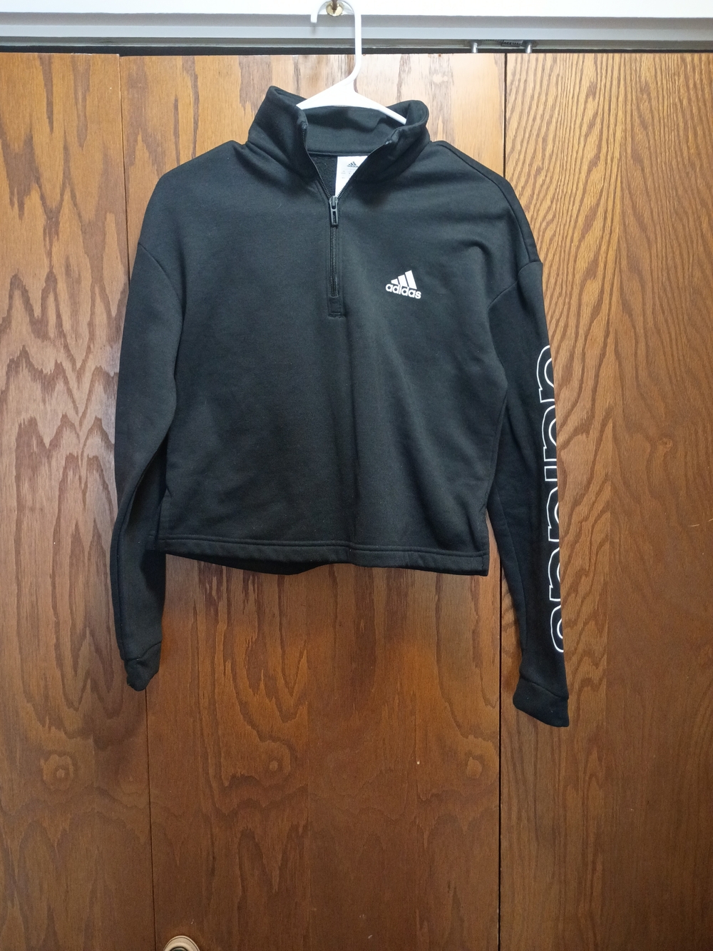Adidas Black Quarter-Zip Pullover with Sleeve Logo